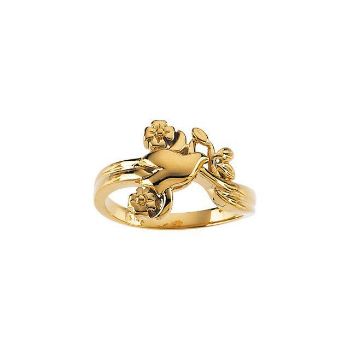 Picture of 14K Gold Holy Spirit Dove & Floral-Inspired Ring