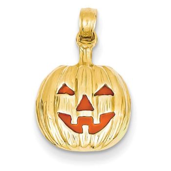 Picture of 14k Enameled Inside 3-D Cut-Out Pumpkin Pendant