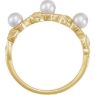 Picture of 14K Gold Pearl & .03 CTW Diamond Stackable Leaf Pattern Ring