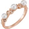 Picture of 14K Gold Pearl & .03 CTW Diamond Stackable Leaf Pattern Ring