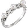 Picture of 14K Gold Pearl & .03 CTW Diamond Stackable Leaf Pattern Ring