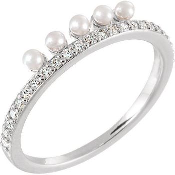 Picture of 14K Gold Freshwater Cultured Pearl & 1/5 CTW Diamond Stackable Ring