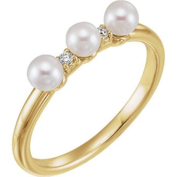 Picture of 14K Gold Freshwater Cultured Pearl & .03 CTW Diamond Stackable Ring