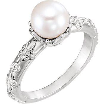 Picture of 14K Gold Freshwater Cultured Pearl & .02 CTW Diamond Vintage-Inspired Ring