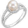 Picture of 14K Gold Freshwater Cultured Pearl & 1/8 CTW Diamond Ring