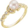 Picture of 14K Gold Freshwater Pearl & 1/8 CTW Diamond Leaf Ring