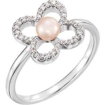 Picture of 14K Gold Freshwater Cultured Pearl & 1/6 CTW Diamond Ring