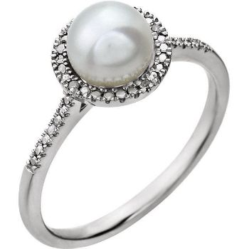 Picture of Sterling Silver Freshwater Cultured Pearl & .01 CTW Diamond Ring