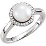 Picture of 14K Gold Freshwater Cultured Pearl & .07 CTW Diamond Halo-Style Ring