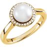 Picture of 14K Gold Freshwater Cultured Pearl & .07 CTW Diamond Halo-Style Ring