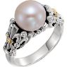 Picture of 14K Gold & Sterling Silver Fleur-de-lis Pearl Ring