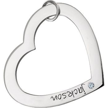 Picture of 1 Name Engravable Large Heart Loop with Stone