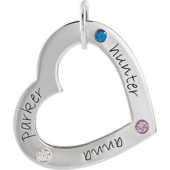 Picture of 3 Names Engravable Medium Heart Loop with Stones
