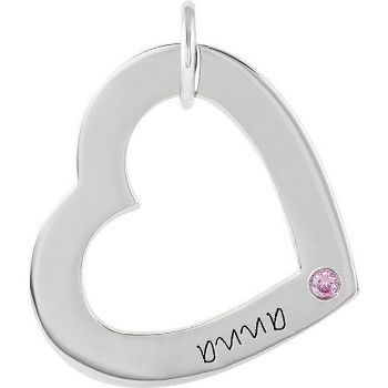 Picture of 1 Name Engravable Medium Heart Loop with Stone