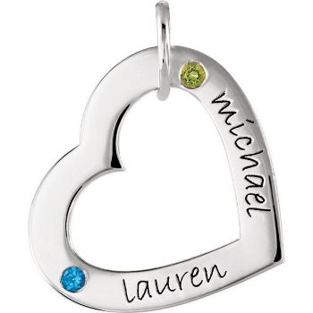 Picture of 2 Names Engravable Small Heart Loop with Stones