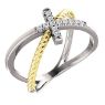 Picture of 14K White & Yellow Diamond Cross Rope Ring