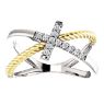 Picture of 14K White & Yellow Diamond Cross Rope Ring