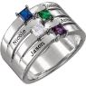 Picture of Silver 1 to 4 Square Stones Mother's Ring