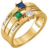 Picture of Gold 1 to 4 Square Stones Mother's Ring