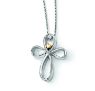 Picture of Silver & Gold Arms Of Love Diamond Cross Necklace