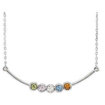 Picture of Silver 1 to 5 Stones Bar Family Necklace