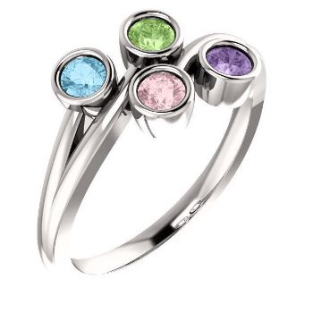 Picture of Silver 1 to 4 Round Stones Mother's Ring - copy