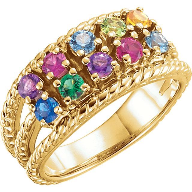 Carina Gems. Gold Mother's Ring 2 to 12 Round Stones