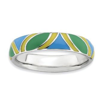 Picture of Silver Stackable Expressions Multi Color Enameled Ring