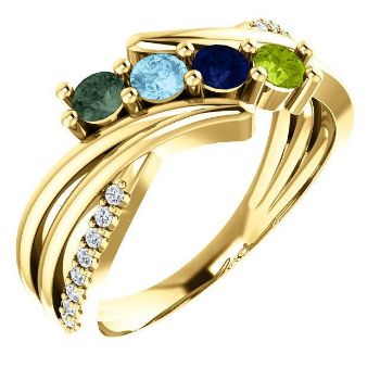 Picture of 1 to 5 Round Stones 10K or 14K Mother's Ring