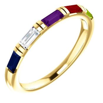 Picture of Gold 1 to 5 Baguette Stones Mother's Ring