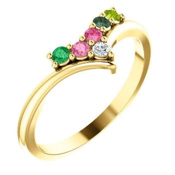 Picture of Gold 1 to 6 Round Stones Mother's Ring