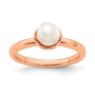 Picture of 18K Rose Gold Plated Silver Ring White Freshwater Pearl