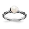 Picture of Silver Ring Antiqued White Freshwater Pearl