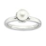 Picture of Silver Ring Rhodium Plated White Freshwater Pearl