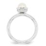 Picture of Silver Ring Rhodium Plated White Freshwater Pearl