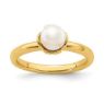 Picture of 18K Yellow Gold Plated Silver Ring White Freshwater Pearl