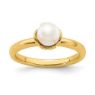 Picture of 18K Yellow Gold Plated Silver Ring White Freshwater Pearl
