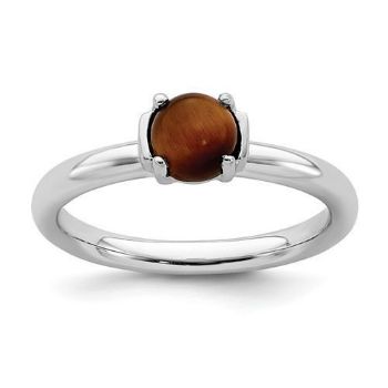 Picture of Sterling Silver Stackable Expressions Tigers Eye Rhodium-Plated Ring