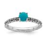 Picture of Silver Antiqued Ring Reconstituted Turquoise Stone