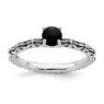 Picture of Silver Natural Black Agate Stone Antiqued Ring