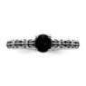 Picture of Silver Natural Black Agate Stone Antiqued Ring