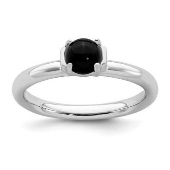 Picture of Silver Natural Black Agate Stone Ring