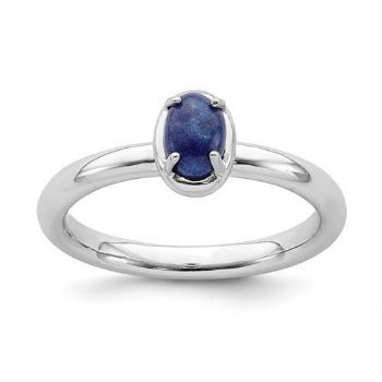 Picture of Silver Ring Natural Oval Blue Lapis Lazuli