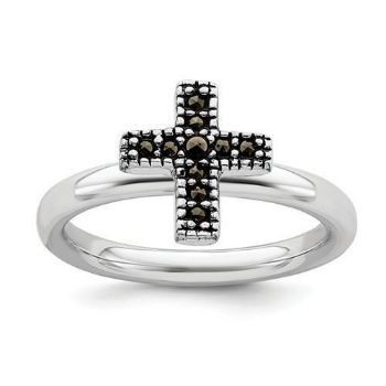 Picture of Silver Stackable Expressions Marcasite Cross Ring