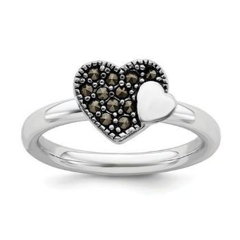 Picture of Silver Stackable Expressions Marcasite Heart Ring