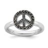 Picture of Silver Stackable Expressions Marcasite Peace Sign Ring