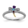 Picture of Silver Dragonfly Ring Multi Color Gemstones