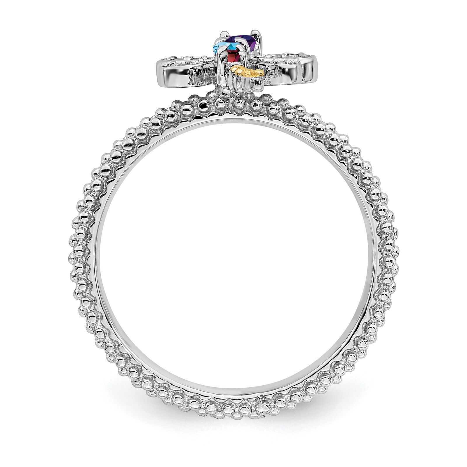 Carina Gems. Silver Dragonfly Ring Multi Color Gemstones