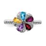 Picture of Sterling Silver Flower Ring Multi Color Gemstones