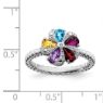 Picture of Sterling Silver Flower Ring Multi Color Gemstones